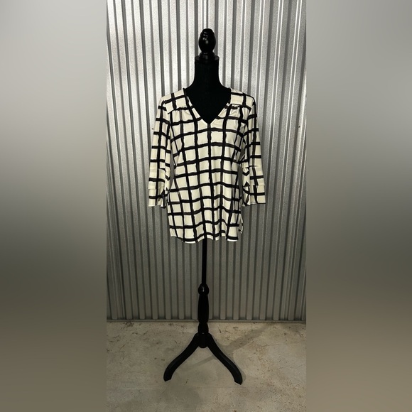 CROSBY by Mollie Burch Tops - Women’s Crosby by Mollie Burch White Black Long Sleeve Blouse Top Designer XS